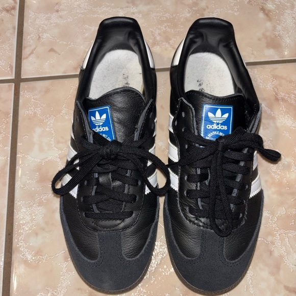 Kids Adidas Sambas Black and White Classic Sneakers - Picture 1 of 4